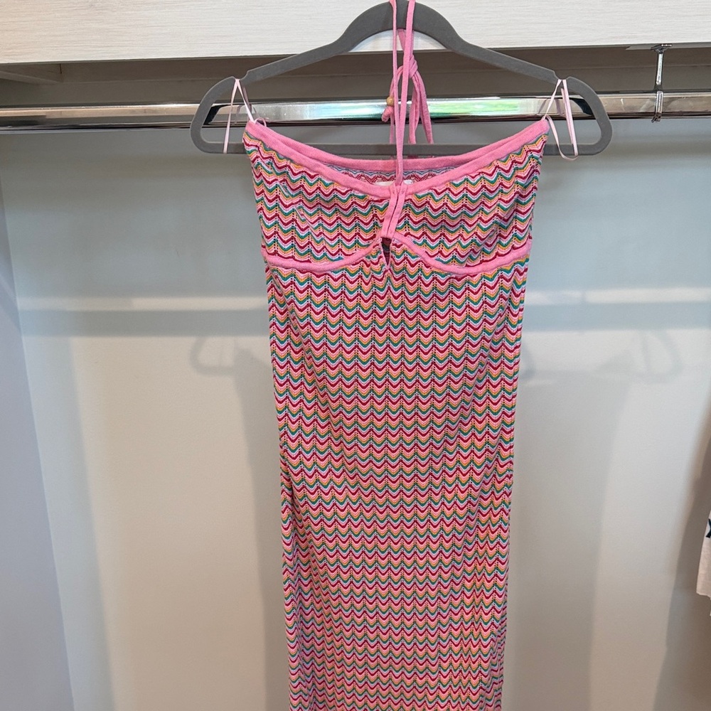 Saylor Pink Multicolor Chevron Maxi Dress